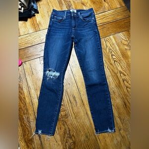PAIGE Dark Blue Distressed Skinny Jeans